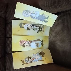 4 Girl Picking Flowers 1973 Vintage Litho Prints